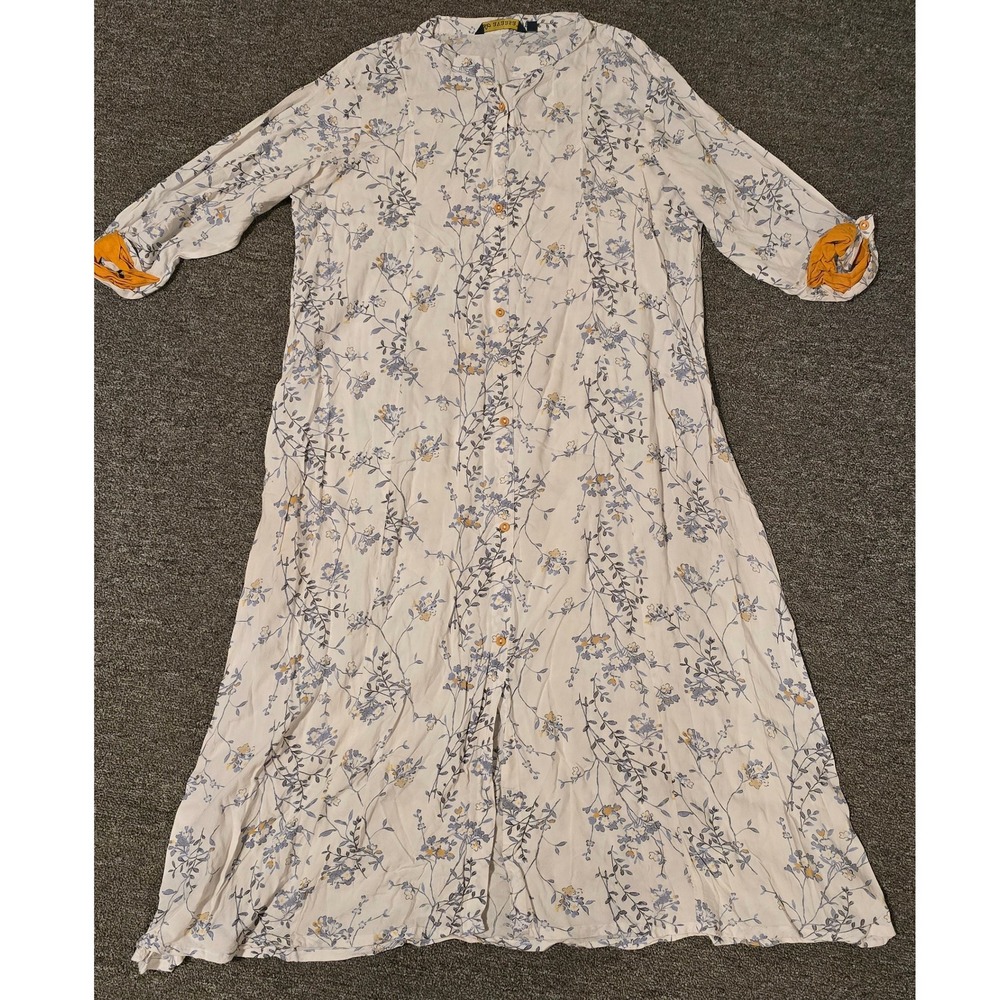 Avaasa‎ Floral Print Maxi Dress Button Front Long Sleeve XXL